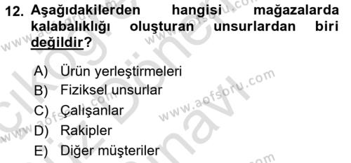 Mağaza Atmosferi Dersi 2023 - 2024 Yılı (Final) Dönem Sonu Sınavı 12. Soru