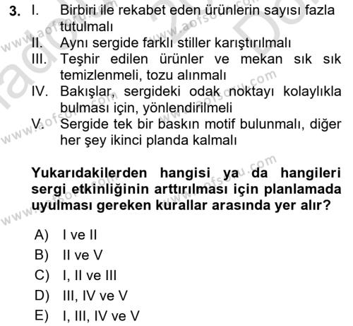 Mağaza Atmosferi Dersi 2023 - 2024 Yılı (Final) Dönem Sonu Sınavı 3. Soru