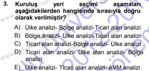 Perakende Yönetimi Dersi 2012 - 2013 Yılı (Final) Dönem Sonu Sınavı 3. Soru
