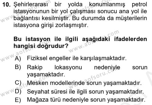 Perakende Yönetimi Dersi 2018 - 2019 Yılı (Vize) Ara Sınavı 10. Soru