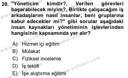 Perakende Yönetimi Dersi 2018 - 2019 Yılı (Vize) Ara Sınavı 20. Soru