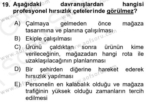 Perakende Yönetimi Dersi 2018 - 2019 Yılı (Final) Dönem Sonu Sınavı 19. Soru