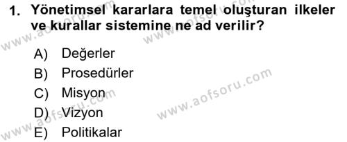 Perakende Yönetimi Dersi 2019 - 2020 Yılı (Vize) Ara Sınavı 1. Soru