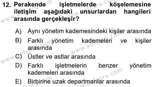 Perakende Yönetimi Dersi 2019 - 2020 Yılı (Vize) Ara Sınavı 12. Soru