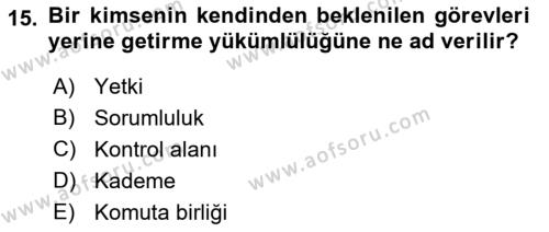 Perakende Yönetimi Dersi 2021 - 2022 Yılı (Vize) Ara Sınavı 15. Soru