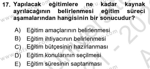 Perakende Yönetimi Dersi 2021 - 2022 Yılı (Vize) Ara Sınavı 17. Soru