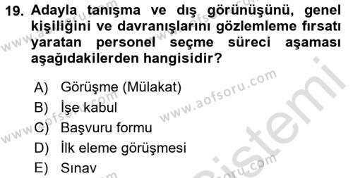 Perakende Yönetimi Dersi 2021 - 2022 Yılı (Vize) Ara Sınavı 19. Soru