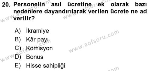 Perakende Yönetimi Dersi 2021 - 2022 Yılı (Vize) Ara Sınavı 20. Soru