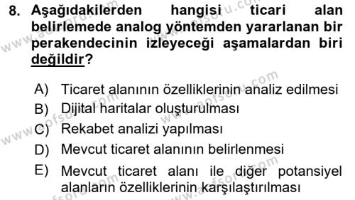 Perakende Yönetimi Dersi 2021 - 2022 Yılı (Vize) Ara Sınavı 8. Soru