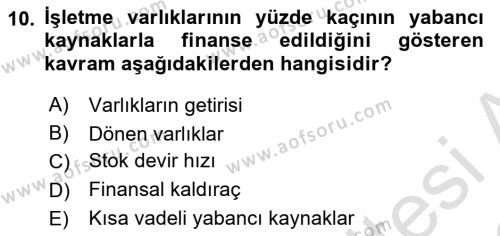 Perakende Yönetimi Dersi 2021 - 2022 Yılı (Final) Dönem Sonu Sınavı 10. Soru