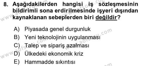 Perakende Yönetimi Dersi 2021 - 2022 Yılı (Final) Dönem Sonu Sınavı 8. Soru