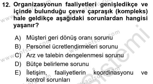 Perakende Yönetimi Dersi 2022 - 2023 Yılı (Vize) Ara Sınavı 12. Soru