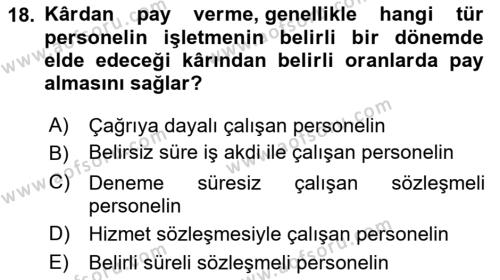 Perakende Yönetimi Dersi 2022 - 2023 Yılı (Vize) Ara Sınavı 18. Soru