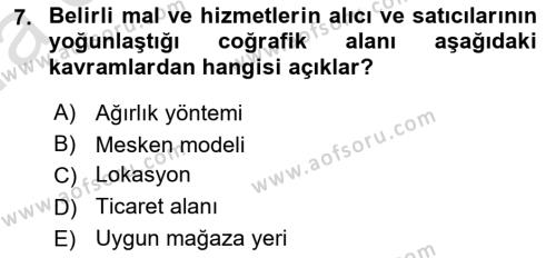 Perakende Yönetimi Dersi 2022 - 2023 Yılı (Vize) Ara Sınavı 7. Soru