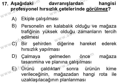 Perakende Yönetimi Dersi 2022 - 2023 Yılı (Final) Dönem Sonu Sınavı 17. Soru