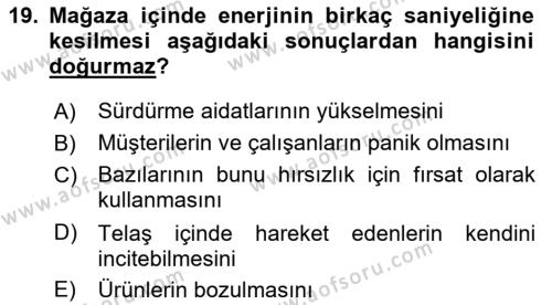 Perakende Yönetimi Dersi 2022 - 2023 Yılı (Final) Dönem Sonu Sınavı 19. Soru