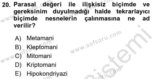 Perakende Yönetimi Dersi 2022 - 2023 Yılı (Final) Dönem Sonu Sınavı 20. Soru