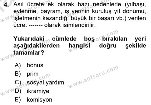 Perakende Yönetimi Dersi 2022 - 2023 Yılı (Final) Dönem Sonu Sınavı 4. Soru