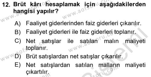 Perakende Yönetimi Dersi 2023 - 2024 Yılı (Final) Dönem Sonu Sınavı 12. Soru