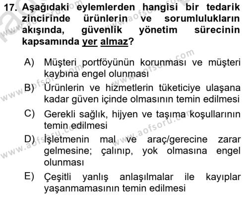 Perakende Yönetimi Dersi 2023 - 2024 Yılı (Final) Dönem Sonu Sınavı 17. Soru