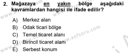 Perakende Yönetimi Dersi 2023 - 2024 Yılı (Final) Dönem Sonu Sınavı 2. Soru