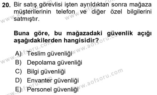 Perakende Yönetimi Dersi 2023 - 2024 Yılı (Final) Dönem Sonu Sınavı 20. Soru