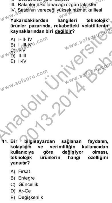 Perakendecilikte Ürün Yönetimi Dersi 2013 - 2014 Yılı (Vize) Ara Sınavı 13. Soru
