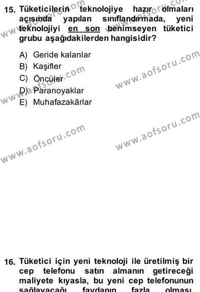 Perakendecilikte Ürün Yönetimi Dersi 2013 - 2014 Yılı (Vize) Ara Sınavı 15. Soru