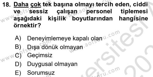 Psikoloji Dersi 2022 - 2023 Yılı Yaz Okulu Sınavı 18. Soru