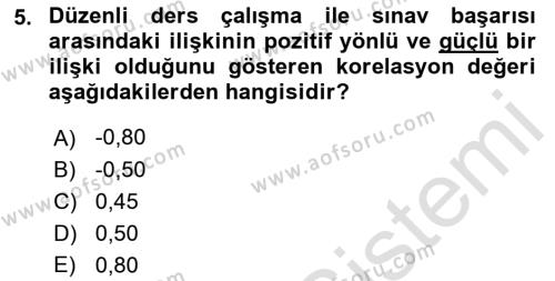 Psikoloji Dersi 2022 - 2023 Yılı Yaz Okulu Sınavı 5. Soru