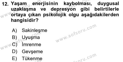 Psikoloji Dersi 2023 - 2024 Yılı Yaz Okulu Sınavı 12. Soru