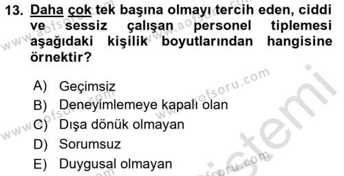 Psikoloji Dersi 2023 - 2024 Yılı Yaz Okulu Sınavı 13. Soru