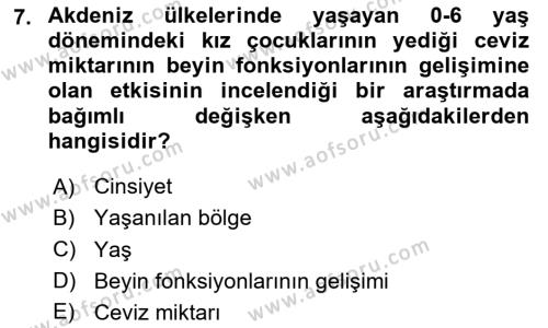 Psikoloji Dersi 2024 - 2025 Yılı (Vize) Ara Sınavı 7. Soru