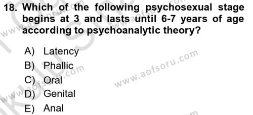 Psychology Dersi 2020 - 2021 Yılı Yaz Okulu Sınavı 18. Soru