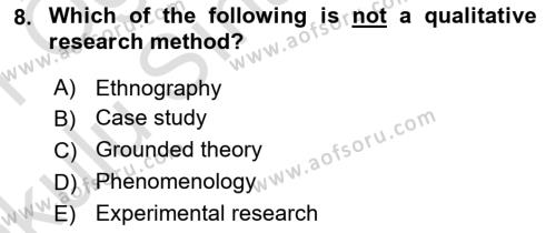 Psychology Dersi 2020 - 2021 Yılı Yaz Okulu Sınavı 8. Soru