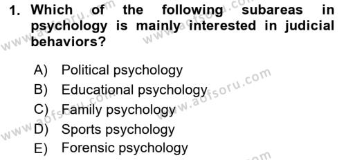 Psychology Dersi 2021 - 2022 Yılı (Vize) Ara Sınavı 1. Soru