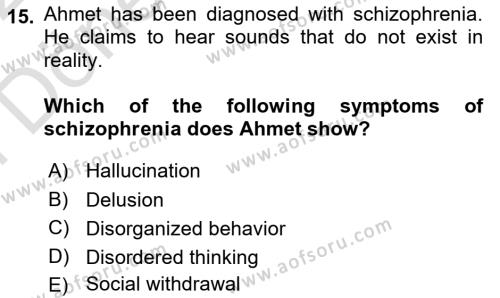 Psychology Dersi 2021 - 2022 Yılı (Final) Dönem Sonu Sınavı 15. Soru