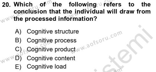 Psychology Dersi 2021 - 2022 Yılı (Final) Dönem Sonu Sınavı 20. Soru