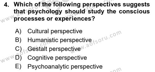 Psychology Dersi 2021 - 2022 Yılı (Final) Dönem Sonu Sınavı 4. Soru