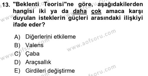 Eğitim Psikolojisi Dersi 2021 - 2022 Yılı (Final) Dönem Sonu Sınavı 13. Soru