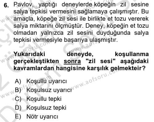 Eğitim Psikolojisi Dersi 2021 - 2022 Yılı (Final) Dönem Sonu Sınavı 6. Soru