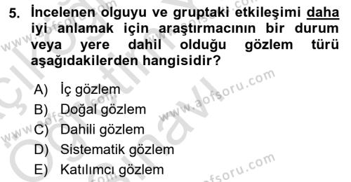 Eğitim Psikolojisi Dersi 2021 - 2022 Yılı Yaz Okulu Sınavı 5. Soru