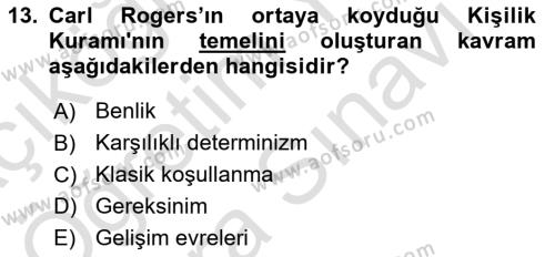 Eğitim Psikolojisi Dersi 2023 - 2024 Yılı (Vize) Ara Sınavı 13. Soru