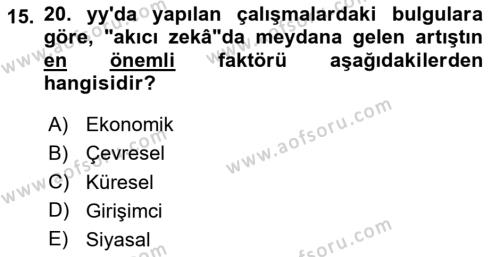 Eğitim Psikolojisi Dersi 2023 - 2024 Yılı (Vize) Ara Sınavı 15. Soru