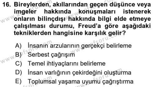 Eğitim Psikolojisi Dersi 2023 - 2024 Yılı (Vize) Ara Sınavı 16. Soru