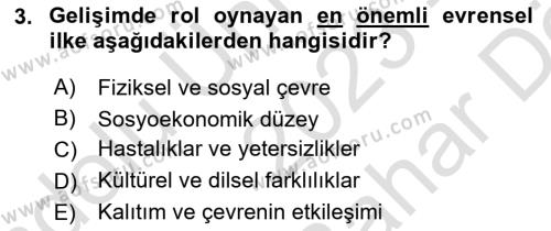 Eğitim Psikolojisi Dersi 2023 - 2024 Yılı (Vize) Ara Sınavı 3. Soru