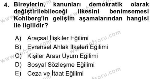 Eğitim Psikolojisi Dersi 2023 - 2024 Yılı (Vize) Ara Sınavı 4. Soru