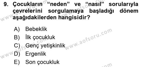 Eğitim Psikolojisi Dersi 2023 - 2024 Yılı (Vize) Ara Sınavı 9. Soru