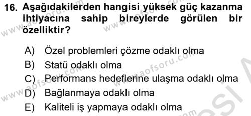 Eğitim Psikolojisi Dersi 2023 - 2024 Yılı (Final) Dönem Sonu Sınavı 16. Soru