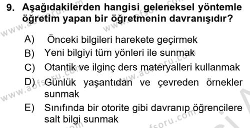 Eğitim Psikolojisi Dersi 2023 - 2024 Yılı (Final) Dönem Sonu Sınavı 9. Soru